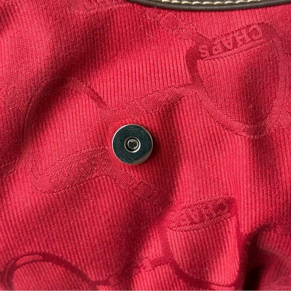 Chaps red canvas shoulder bag with brown faux leather trim - Picture 4 of 5